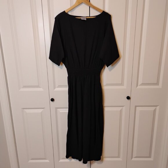 Color Me Cotton Women's Black Short Sleeve Round Neck Long Maxi Dress Size S - Picture 1 of 3